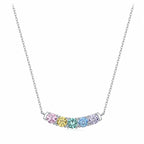 Cubic Zirconia Choker Necklace 925 Sterling Silver Colorful Five-Stone