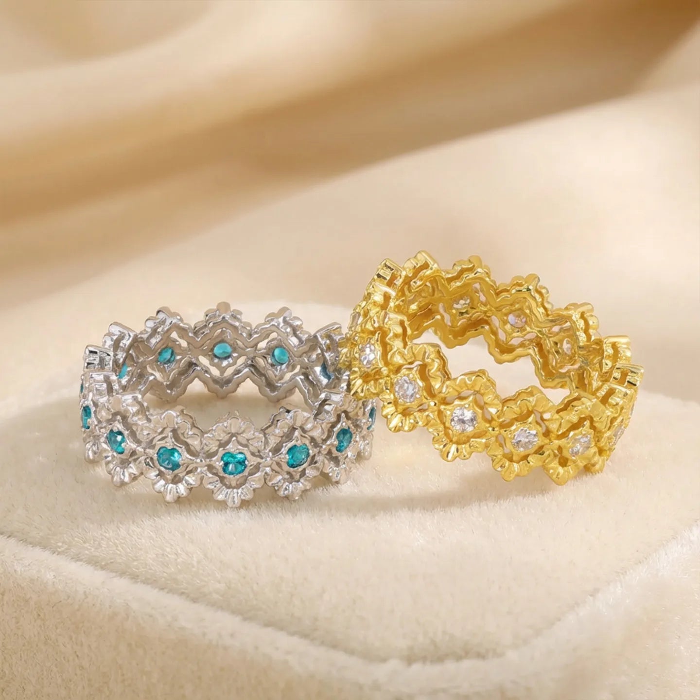 Tiara Ring 925 Sterling Silver Cubic Zirconia Openwork Crown Band