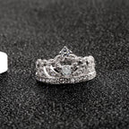 Tiara Ring 925 Sterling Silver Cubic Zirconia Heart Openwork Design
