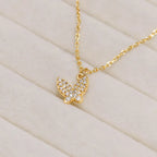 925 Sterling Silver Butterfly Necklace with Cubic Zirconia Pendant for Women