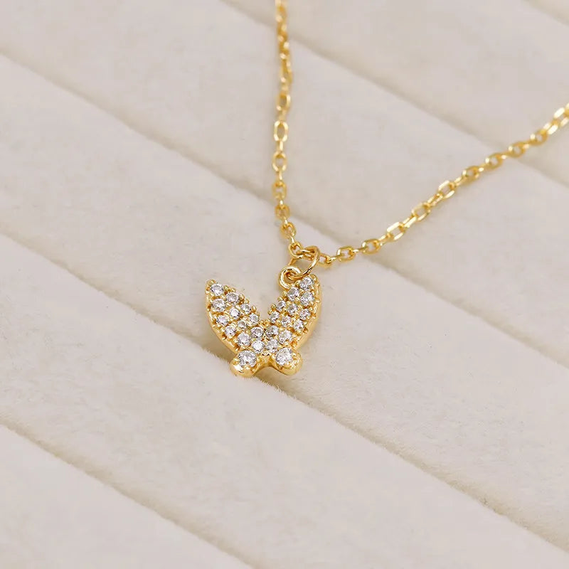 925 Sterling Silver Butterfly Necklace with Cubic Zirconia Pendant for Women