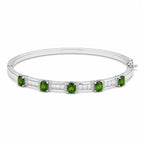 Gemstone Bangle Bracelet 925 Sterling Silver Five Stone Design