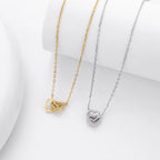 Double Heart Necklace 925 Sterling Silver Interlocking Heart Charm with Cubic Zirconia