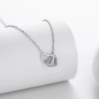 Double Heart Necklace 925 Sterling Silver Interlocking Heart Charm with Cubic Zirconia
