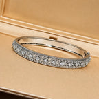 Engraved Bangle Bracelet 925 Sterling Silver Cubic Zirconia Italian Inspired Pattern