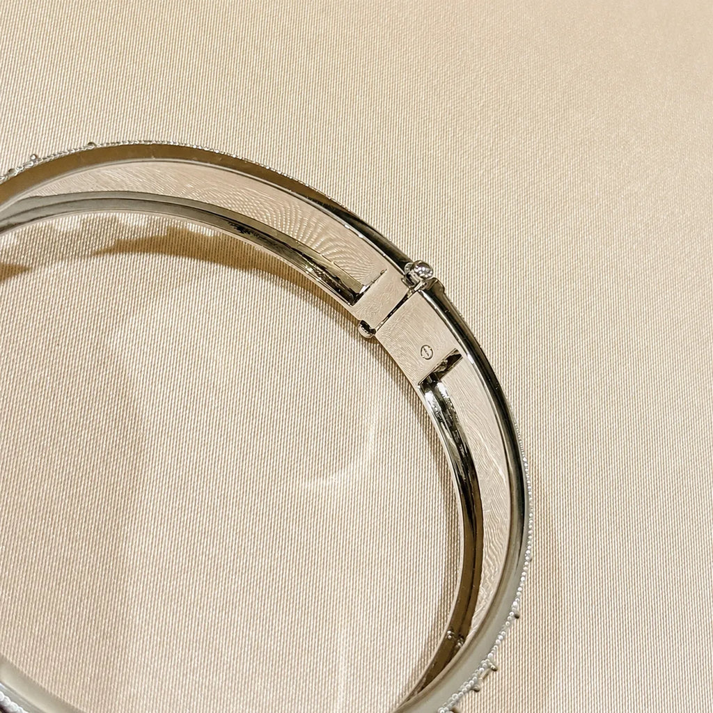 Engraved Bangle Bracelet 925 Sterling Silver Cubic Zirconia Italian Inspired Pattern
