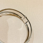 Engraved Bangle Bracelet 925 Sterling Silver Cubic Zirconia Italian Inspired Pattern