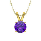 925 Sterling Silver Birthstone Solitaire Pendant Necklace for Women with Cubic Zirconia