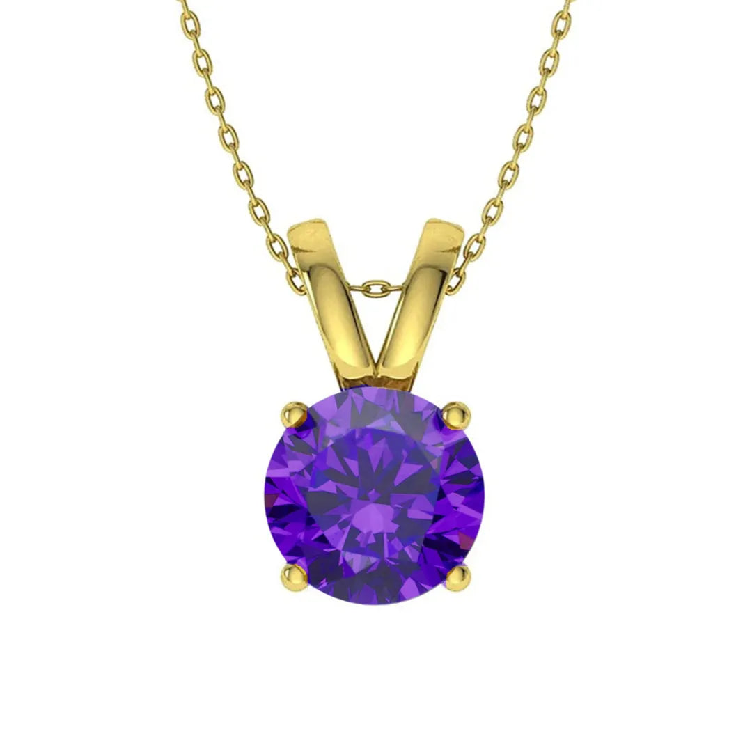 925 Sterling Silver Birthstone Solitaire Pendant Necklace for Women with Cubic Zirconia