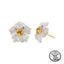 Flower Stud Earrings in 925 Sterling Silver with White Crystal Petals
