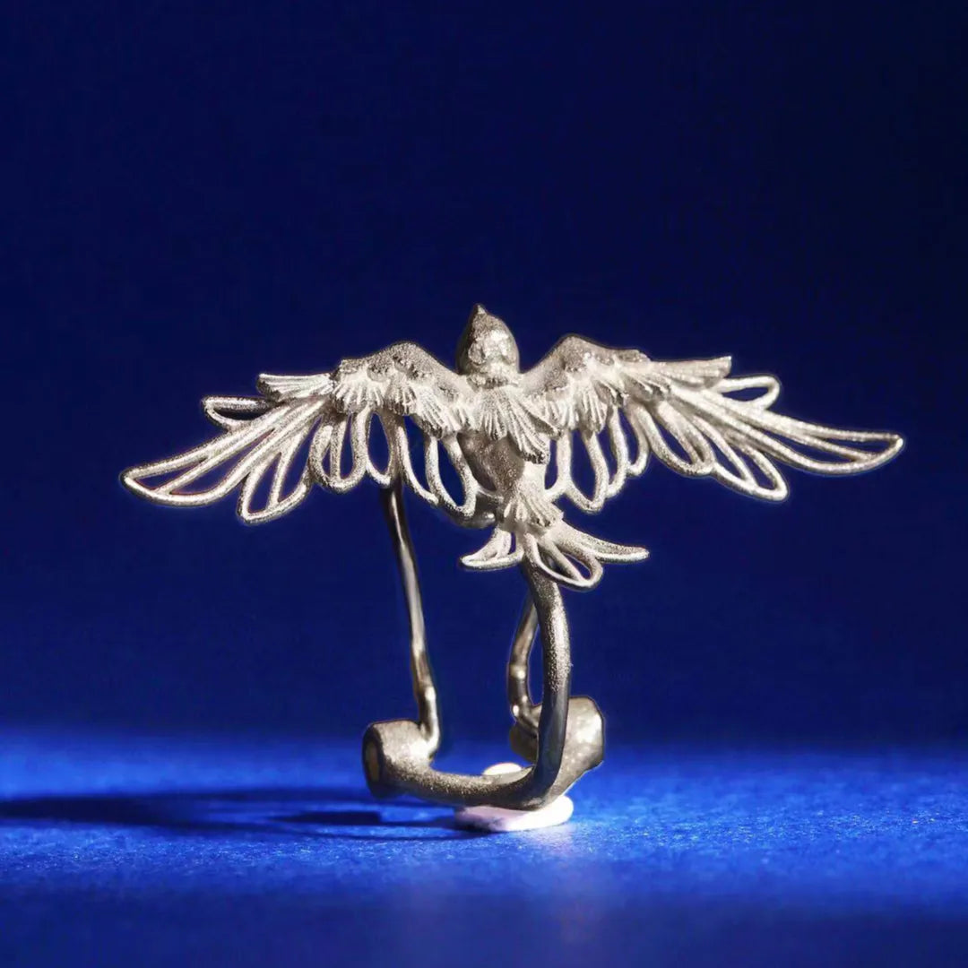 Flying Bird Clip-On Earrings in 925 Sterling Silver