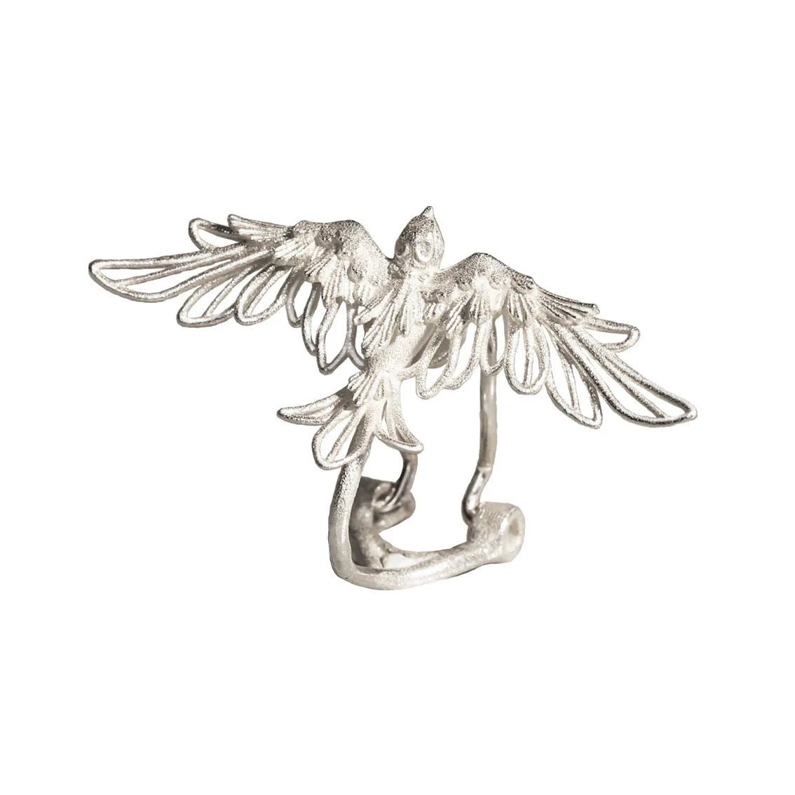Flying Bird Clip-On Earrings in 925 Sterling Silver