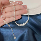 Freshwater Pearl Necklace with a 925 Sterling Silver Bead Strand