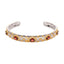 Garnet Cuff Bracelet 925 Sterling Silver Vintage Gold Pattern