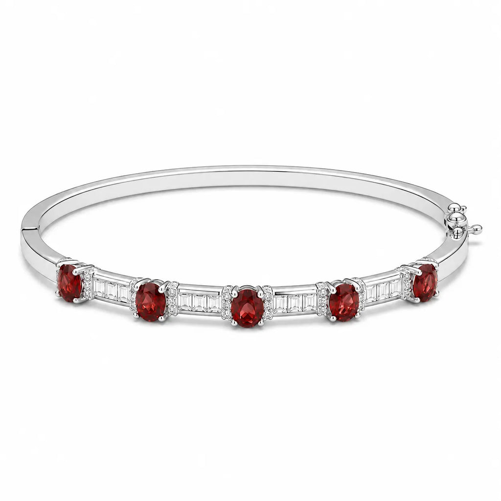 Gemstone Bangle Bracelet 925 Sterling Silver Five Stone Design