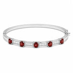 Gemstone Bangle Bracelet 925 Sterling Silver Five Stone Design