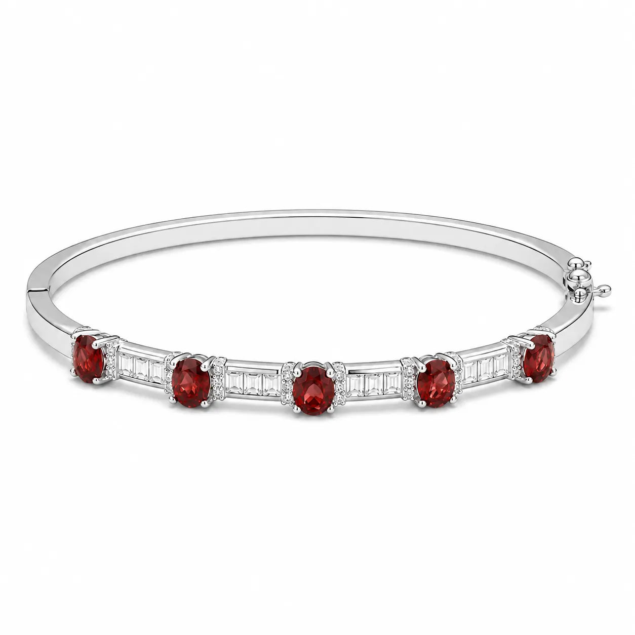 Gemstone Bangle Bracelet 925 Sterling Silver Five Stone Design