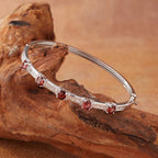 Gemstone Bangle Bracelet 925 Sterling Silver Five Stone Design