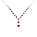 Garnet Heart Necklace 925 Sterling Silver Multi-Heart Lariat Drop