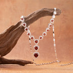 Garnet Heart Necklace 925 Sterling Silver Multi-Heart Lariat Drop