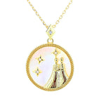 Zodiac Coin Pendant Necklace 925 Sterling Silver Gold