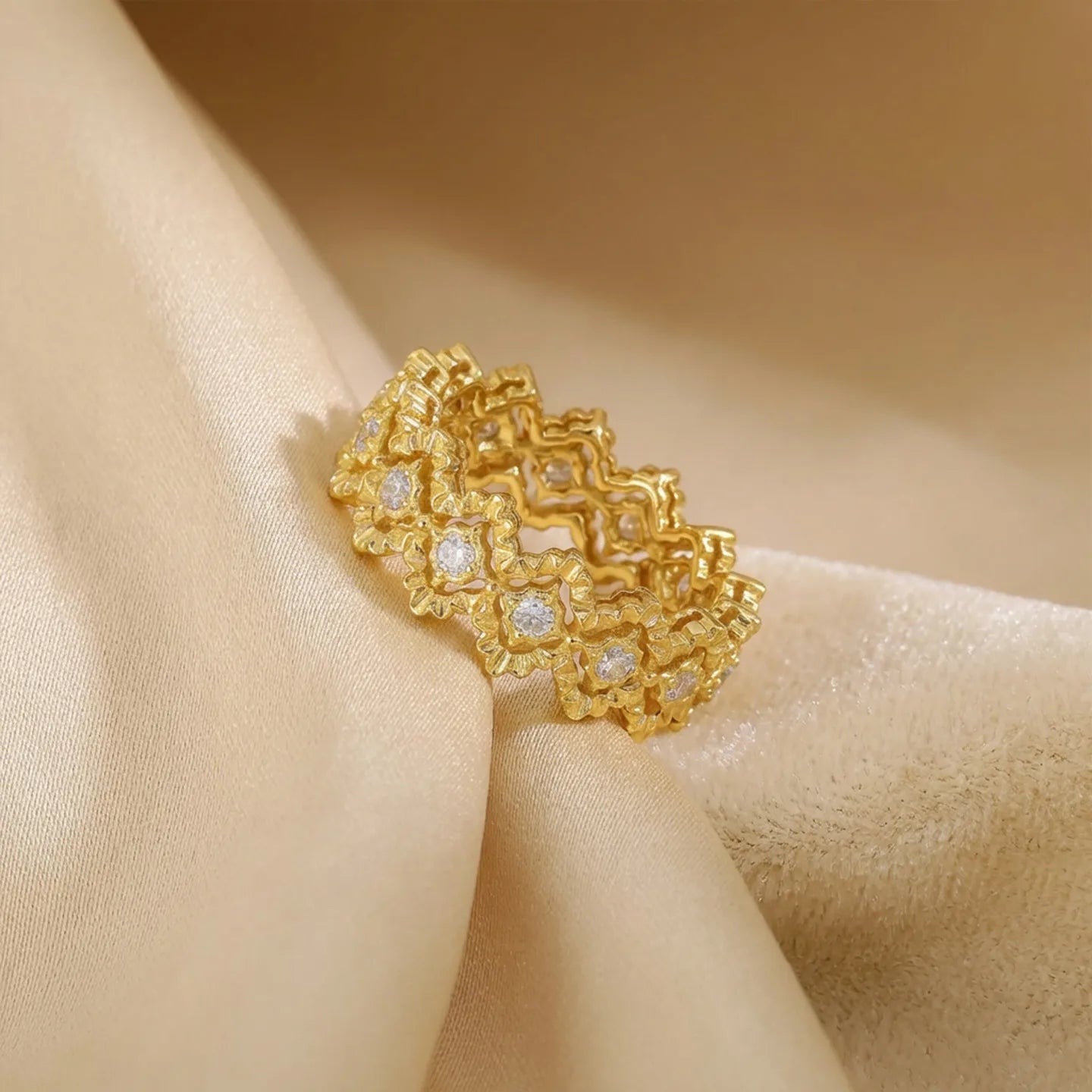 Tiara Ring 925 Sterling Silver Cubic Zirconia Openwork Crown Band