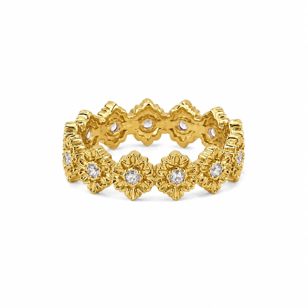 Tiara Ring 925 Sterling Silver Cubic Zirconia Openwork Crown Band