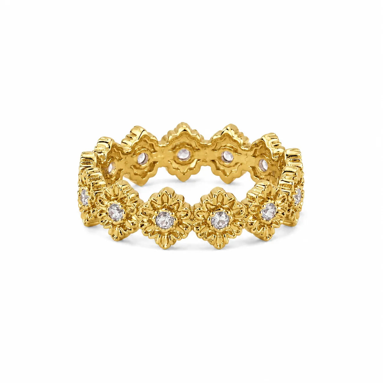 Tiara Ring 925 Sterling Silver Cubic Zirconia Openwork Crown Band