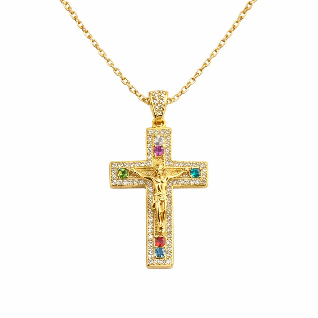 Moissanite Cross Necklace in 925 Sterling Silver Crucifix Religious Necklace for Men & Women
