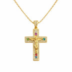 Moissanite Cross Necklace in 925 Sterling Silver Crucifix Religious Necklace for Men & Women