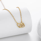 Double Heart Necklace 925 Sterling Silver Interlocking Heart Charm with Cubic Zirconia