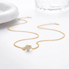 Heart Charm Necklace 925 Sterling Silver Double Heart Pendant with Cubic Zirconia