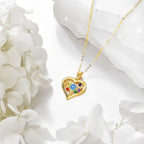 Gold Heart Necklace, Forever Love | 925 Sterling Silver with Cubic Zirconia