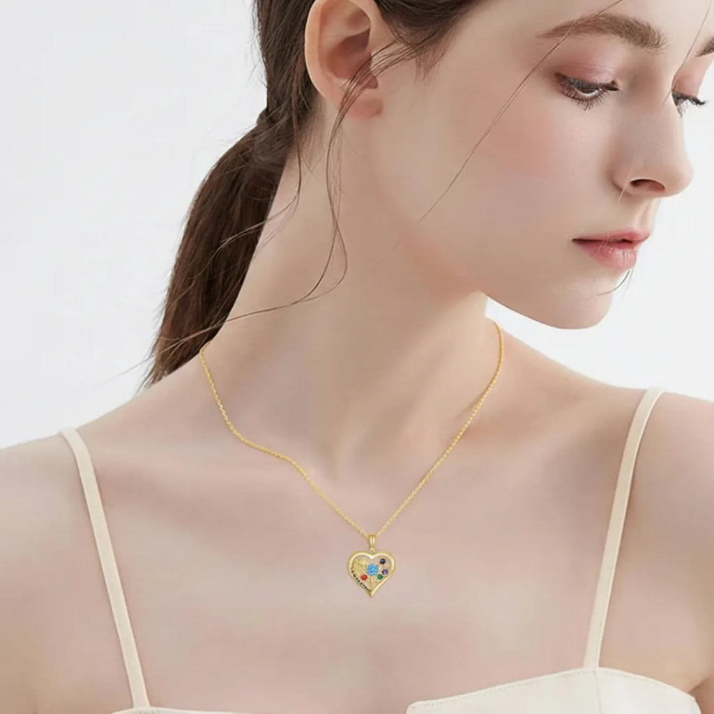 Gold Heart Necklace, Forever Love | 925 Sterling Silver with Cubic Zirconia