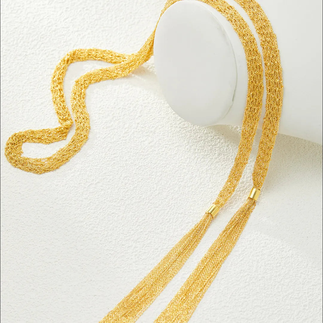 Long Tassel Necklace in 925 Sterling Silver Multi Strand Chain with Italian Inspiration