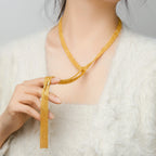Long Tassel Necklace in 925 Sterling Silver Multi Strand Chain with Italian Inspiration