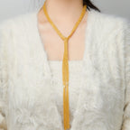 Long Tassel Necklace in 925 Sterling Silver Multi Strand Chain with Italian Inspiration