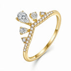 Crown Ring 925 Sterling Silver Moissanite Five Point Tiara Design