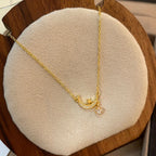 Crescent Moon Necklace With Star 925 Sterling Silver Cubic Zirconia Prong-Set Star Charm