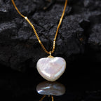 Pearl Heart Necklace 925 Sterling Silver Natural Baroque Pearl Pendant