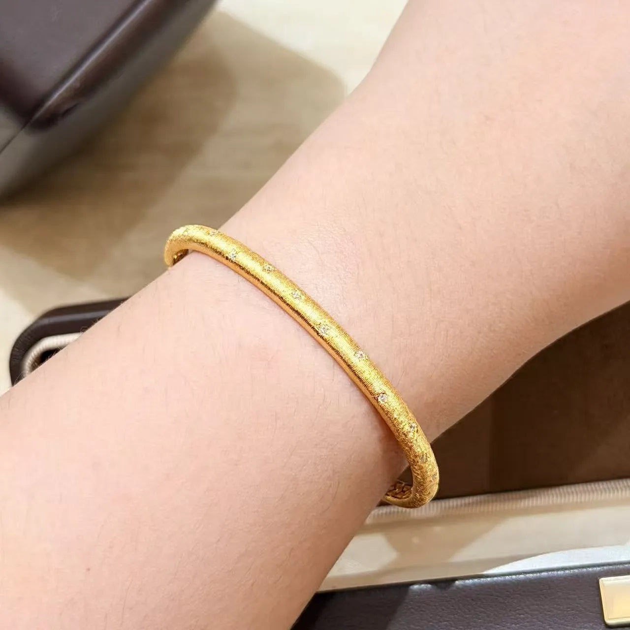 Star Bangle 925 Sterling Silver Brushed Finish With Cubic Zirconia Accents
