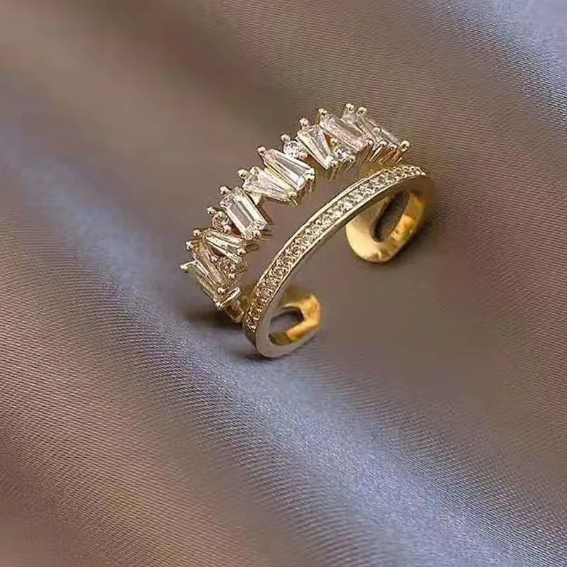 Crown Band Ring 925 Sterling Silver Cubic Zirconia Irregular Edge Design