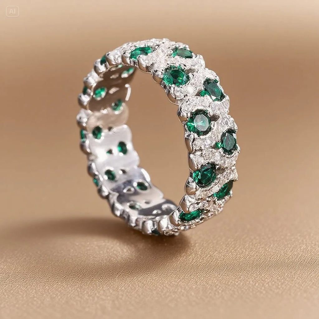 925 Sterling Silver Cubic Zirconia Wide Band Statement Ring