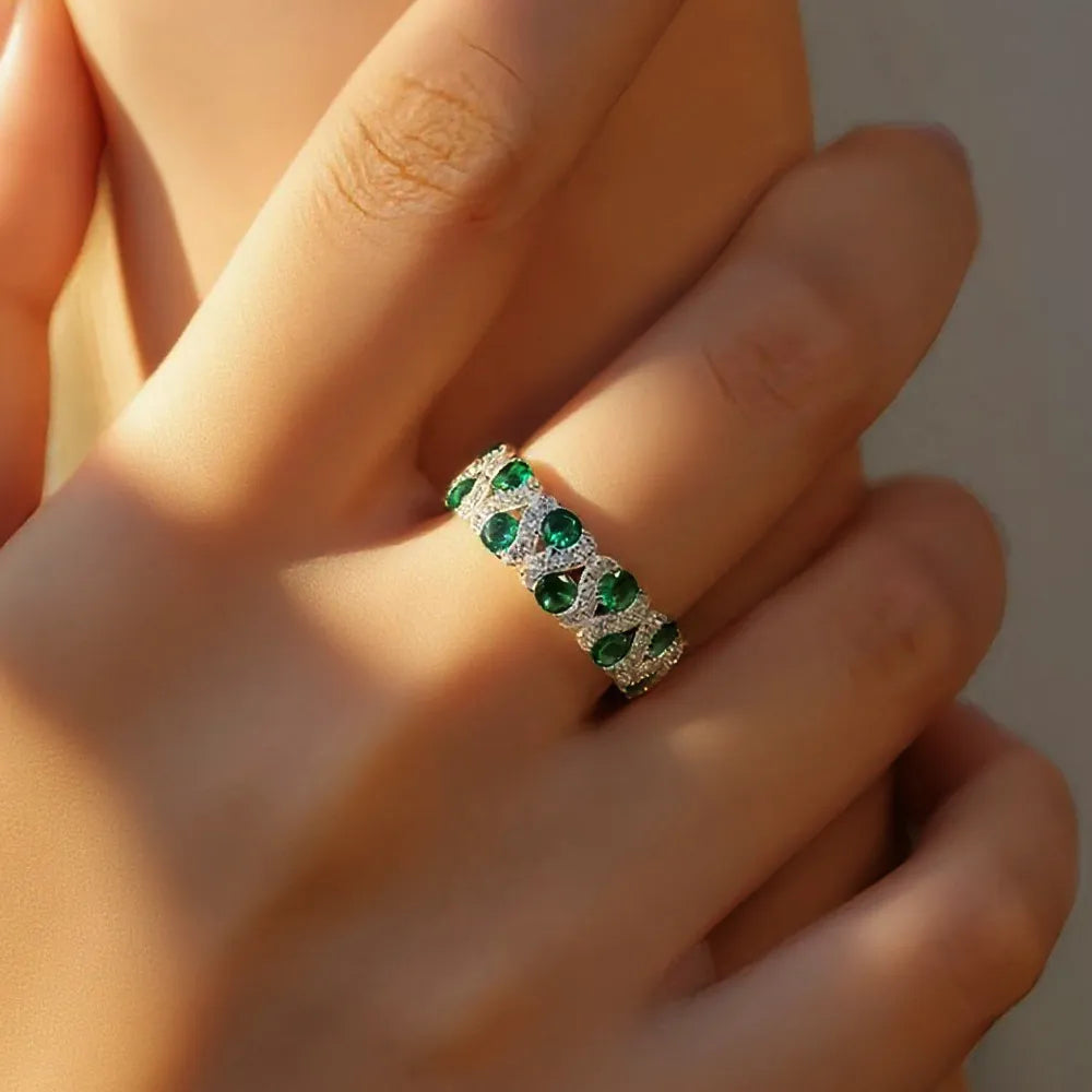 925 Sterling Silver Cubic Zirconia Wide Band Statement Ring