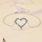 925 Sterling Silver Heart Bracelet with Cubic Zirconia for Women