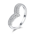 Heart Crown Ring 925 Sterling Silver Moissanite Curved Double Row Design