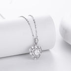 Moissanite Heart Necklace 925 Sterling Silver 0.5 Carat Heart Cut Stone With Pave Frame
