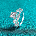 Heart Cut Moissanite Ring 925 Sterling Silver With Crown Setting