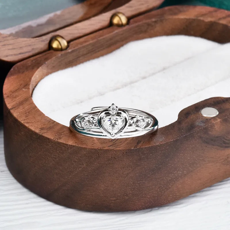 Heart Cut Moissanite Ring 925 Sterling Silver Crown Setting