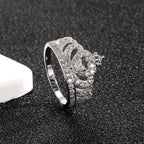 Tiara Ring 925 Sterling Silver Cubic Zirconia Heart Openwork Design